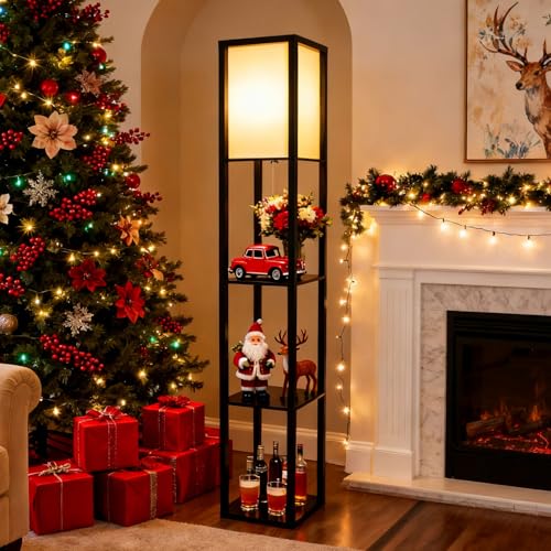 Floor Lamp with Shelves (Black)