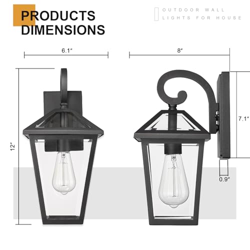 Outdoor Light Fixtures Wall Mount (Black - 1 PACK / Small)