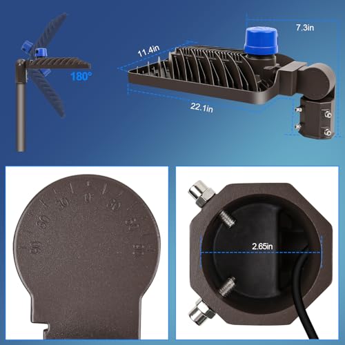 350W LED Parking Lot Light Dusk to Dawn Outdoor LED Pole Light 52500LM with Slip Fitter Super Bright IP65 Waterproof Street Barn Security Commercial Lighting for Area (350W-1 Pack-Slip Fit)