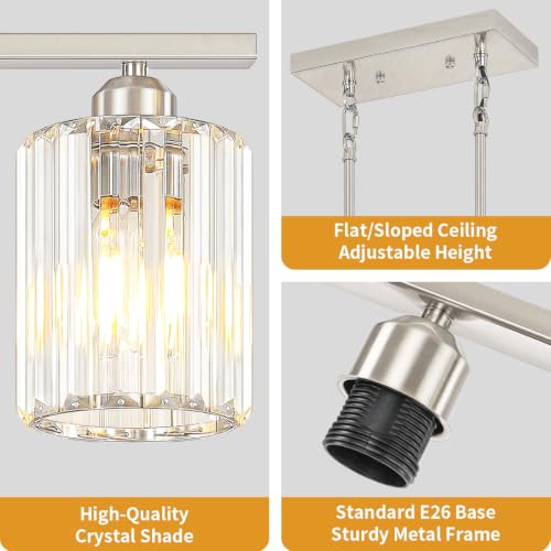 31.89'' Brushed Nickel Island Lights for Kitchen Crystal Linear Chandelier (Brushed Nickel)