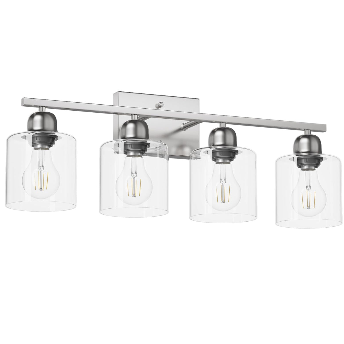 Modern Brushed Nickel 4 Light Bathroom Light Fixtures (Nickel & Clear Glass / 4-Light)
