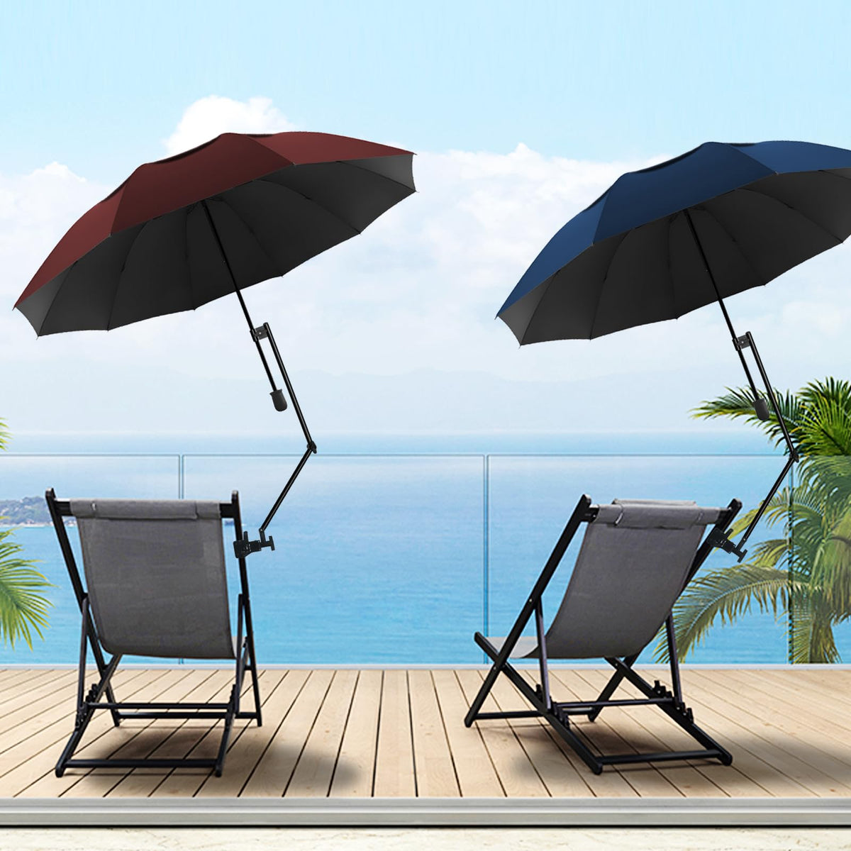 Patio Umbrellas Beach umbrella with Clamp (Wine 43″/Type A)
