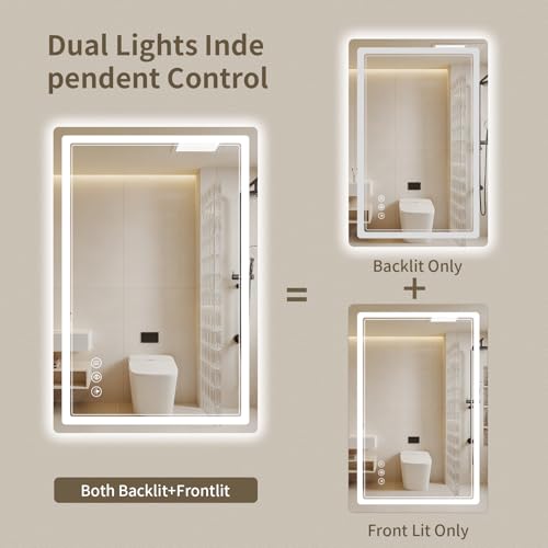 28"x36" LED Bathroom Mirror with Lights (36"L x 28"W)