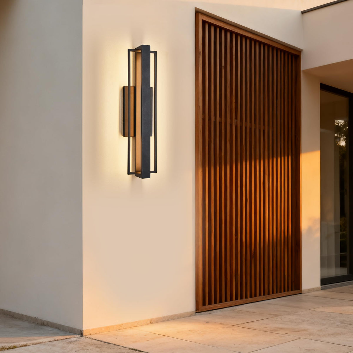 23 inch Modern Large Outdoor Waterproof LED Wall Light (1Pack Large 23"H 25W Black)