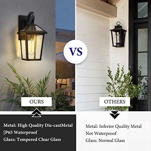 Outdoor Light Fixtures Wall Mount (Black - 1 PACK / Small)