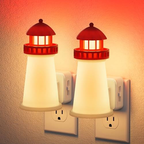 Night Lights Plug into Wall [2 Pack] 3D Printed Beacon Night Light (Lighthouse / 2 Pack)