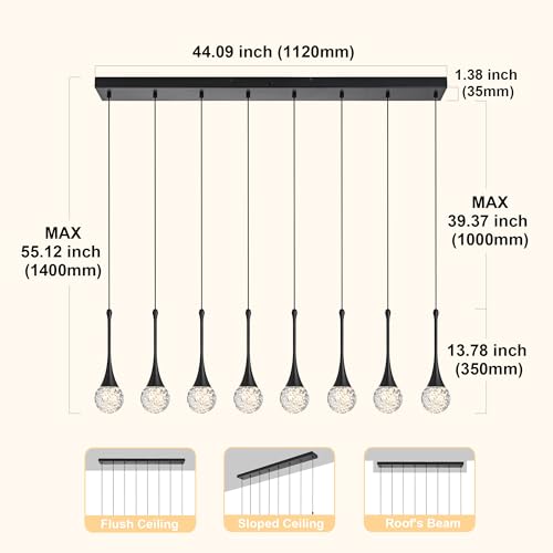 8 Light Crystal Modern Black Chandelier (Black / Pendant 8-Light)