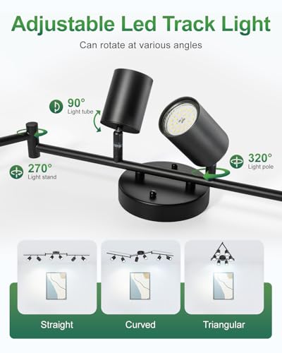 6 Ways Black Track Lighting Fixtures Ceiling Gu10 Bulb Not Included (Black / 6 Ways)