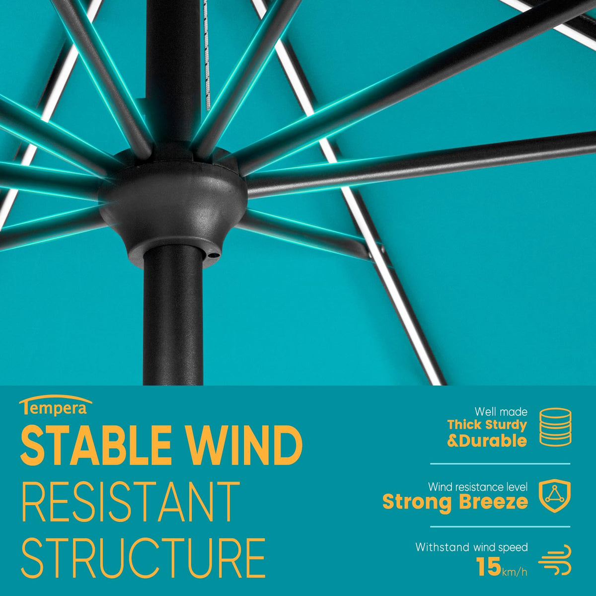 9ft Patio LED Umbrella with light (Turquoise / 9 FT)