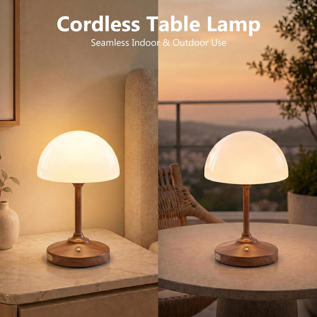 Table Lamp Cordless Lamp (walnut grain)