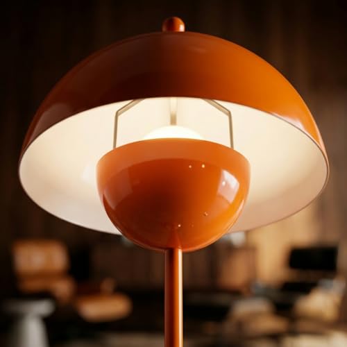 Mid Century Modern Metal Bud Floor Lamp for Home and Office (Orange)