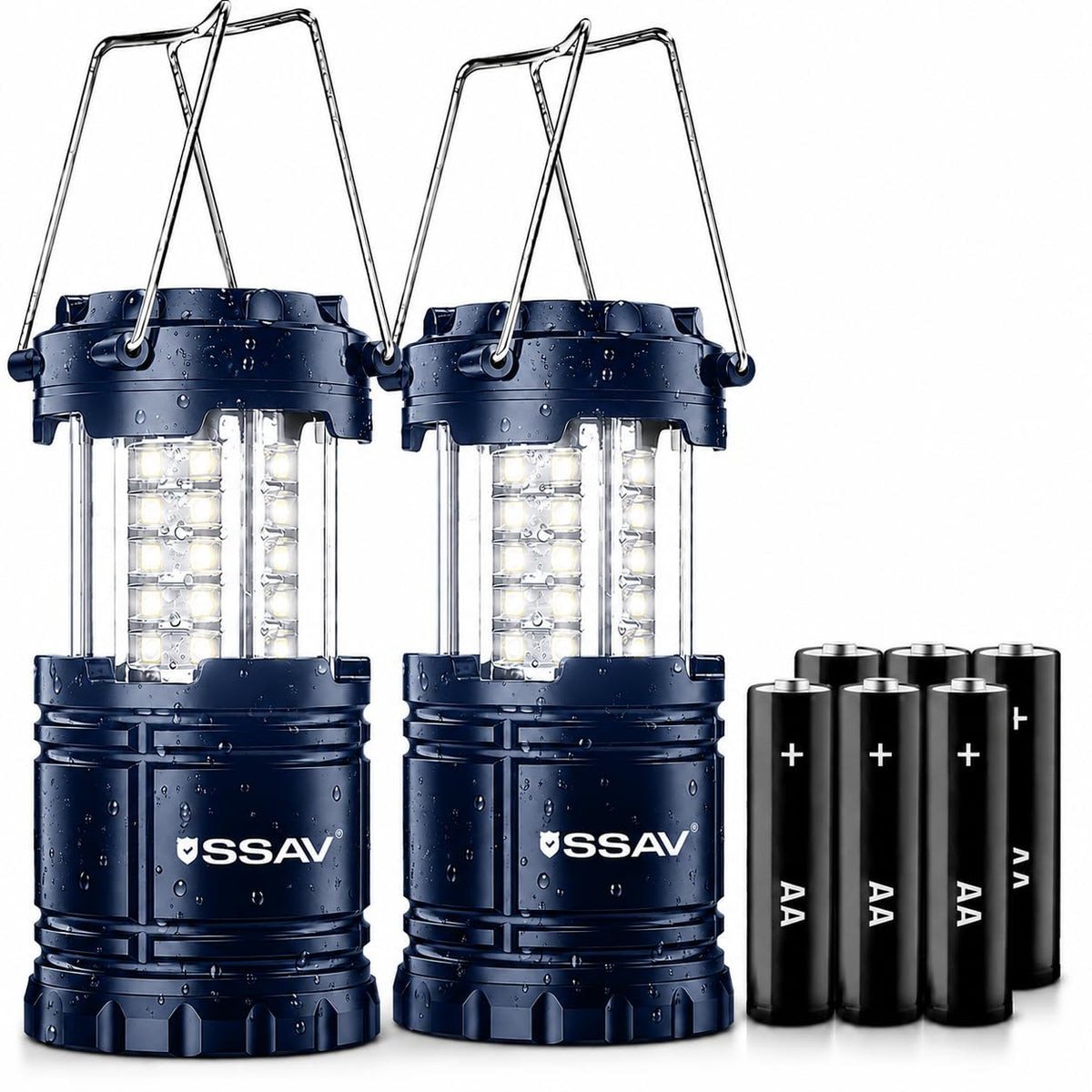 2 Pack Blue LED Lanterns (2 Pack Navy Blue)