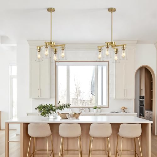 4 Light Brushed Gold Chandelier (Gold / 4-Lights/D18 '')