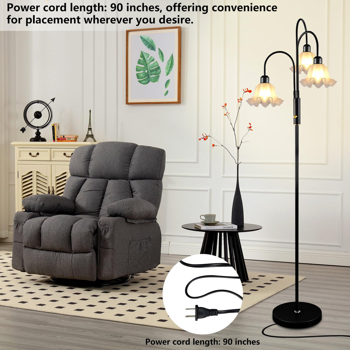 70'' Flower Floor Lamp (Black-3)