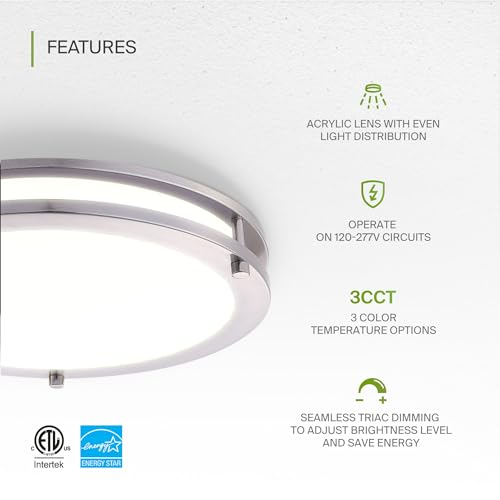 LED 16" Round Flush Mount Lighting (Brushed Nickel)