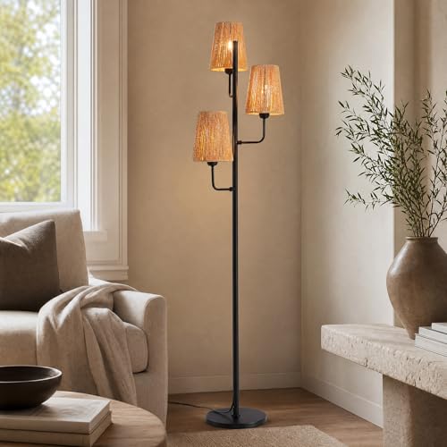 Boho Rattan Floor Lamp (Gold-Rattan 5)