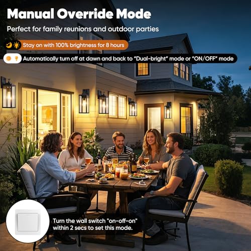 2 Pack 16” Upgraded Motion Sensor Outdoor Wall Lights (Black / 16in)