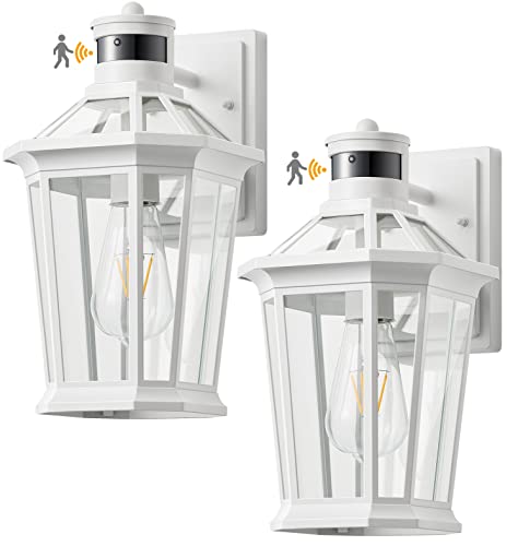Motion Sensor Outdoor Light Fixtures Wall Mount (White / Standard 2-Pack)