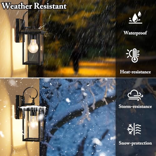 2 Pack Outdoor Wall Light Fixtures (Bronze / 12.8")