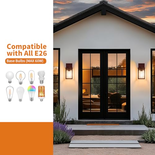 2 Pack Oil Rubbed Bronze Exterior Lighting Fixtures Wall Mount (Oil-Rubbed Bronze / 10.24'')