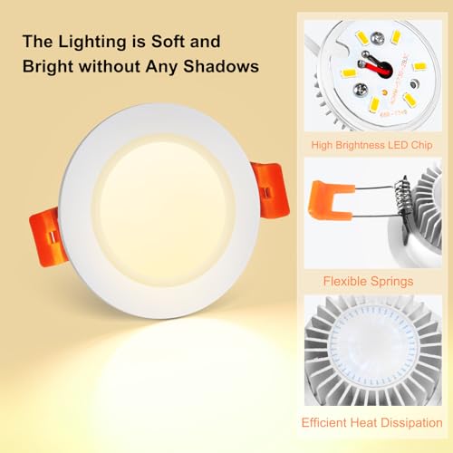 2 Inch LED Recessed Lighting (3000k (Warm White) / 16 Pack (White))