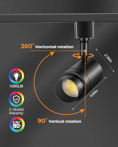 12 Pack Zoomable J Type Track Lighting Heads Dimmable (Black / 12 Pack(J type))