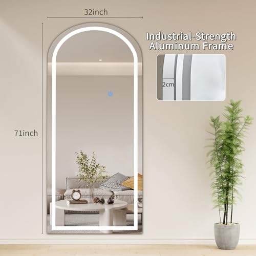 LED Full Length Mirror (Standing Mirror-arched / 71"L x 32"W)