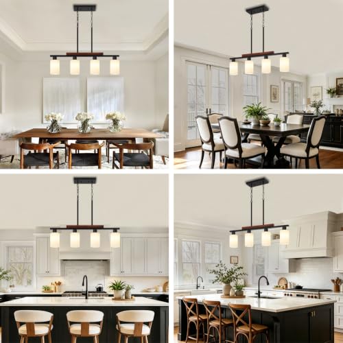 Farmhouse Kitchen Island Lighting (4-Light White Glass)