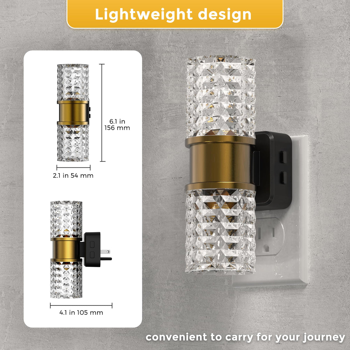 Night Light Modern Night Lights Plug into Wall (Gold Ring-3CCT Diamond / 1 Pack)
