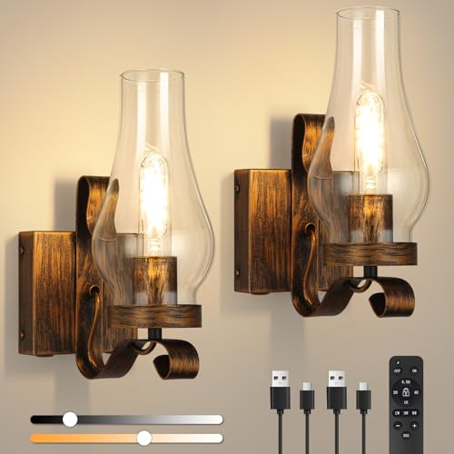 Battery Operated Wall Sconces (Retro Gold / Battery Operated)