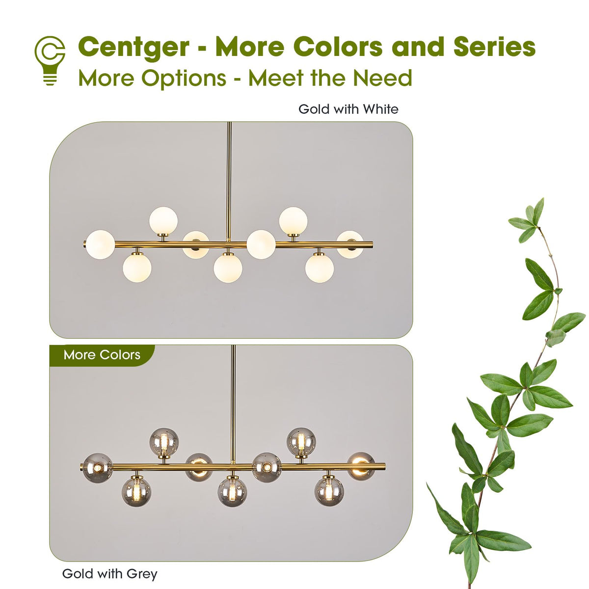 Linear Sputnik Dining Chandelier (Gold + White / 9-Light 40 Inch)