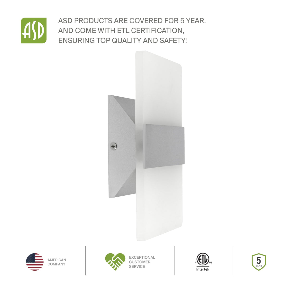 Indoor LED Wall Sconce Lights (8 Inch - Brushed Nickel / 2 Pack)