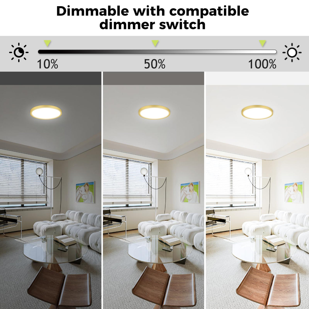 2Pack LED Flush Mount Ceiling Light Fixture Golden (Gold / 12Inch-2pack)