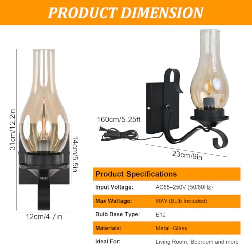 Black Plug in Wall Sconce 1 (1 Pack)