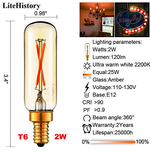 T6 Candelabra Light Bulbs (Utral Warm White 2200k)