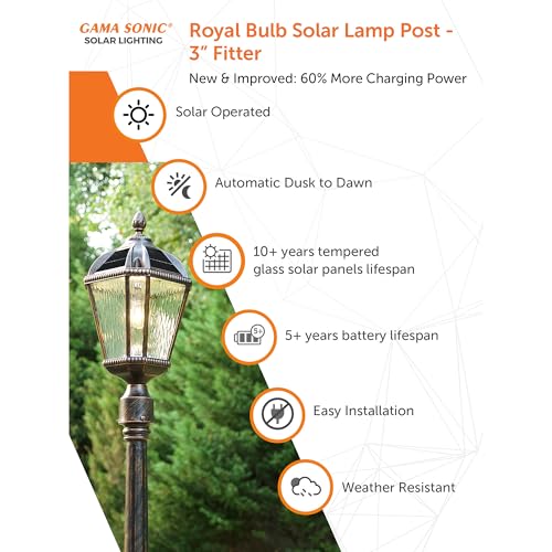 Outdoor Solar Post Light (Single Lamp Only - Post Mount / Brushed Bronze)