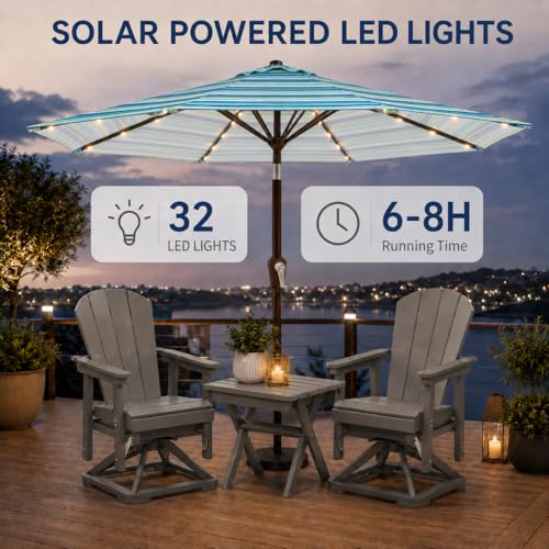 10FT Solar Patio Umbrella with Lights