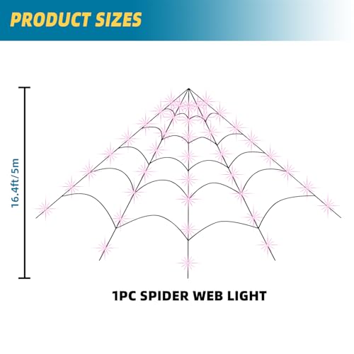 Halloween 200" Spider Web Light Decorations Outdoor