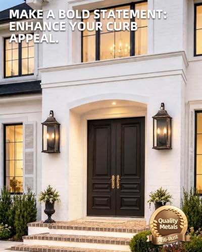 22" Large Outdoor Wall Lights Modern Wall Lantern (Black Brushed Gold / 22 Inch)