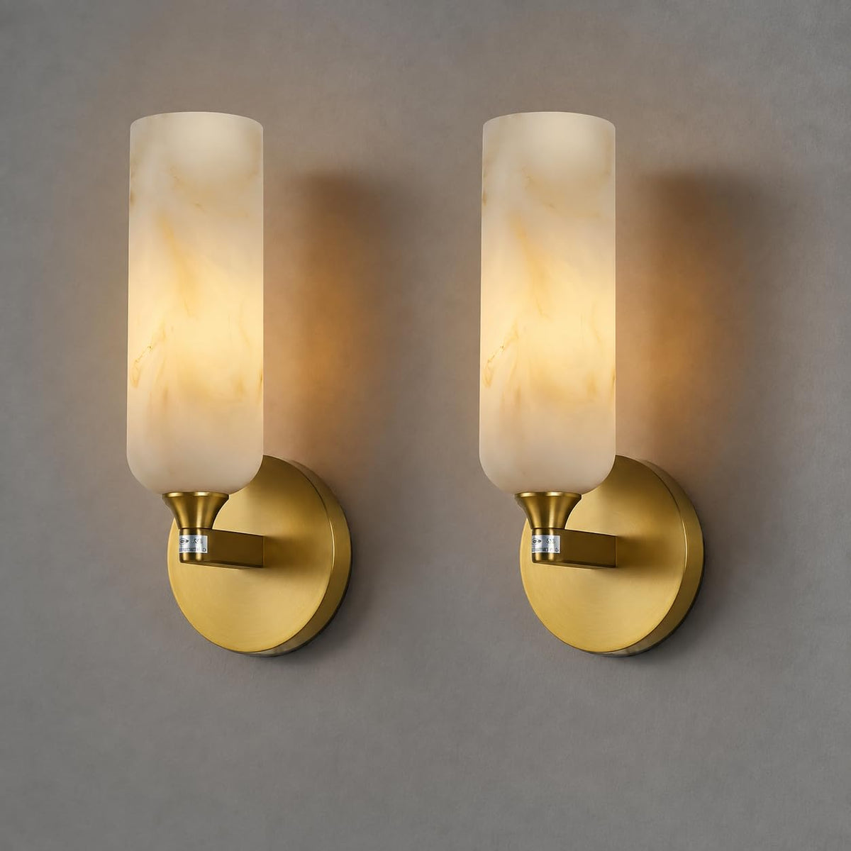 Artisan Alabaster Wall Sconces Set of 2 (Brass-A / 12inch-2pcs)