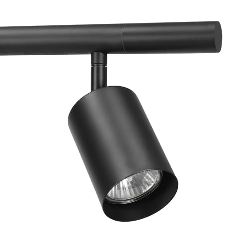 55" 6 Light Matte Black Adjustable Height Track Lighting with Pivoting Track Heads (Black, Cynthia)