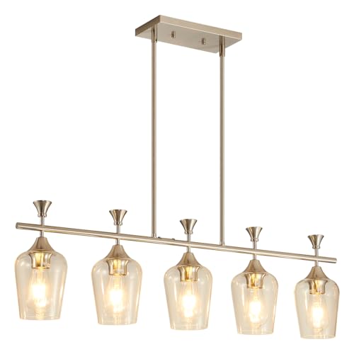 37" Dining Room Light Fixture (Brushed Nickel-37"(No Assembly Required) / 3-Light)