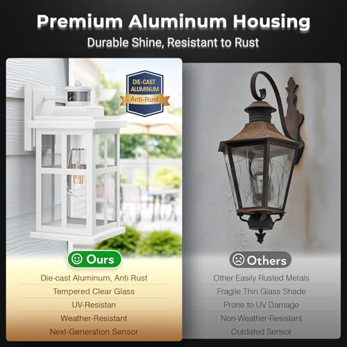Large White Outdoor Wall Lights (Large Motion Sensor 1 Pack / White)
