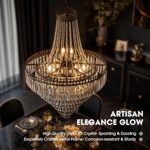 French Empire Vintage Crystal Staircase Chandelier (D31.5″H47.2″)