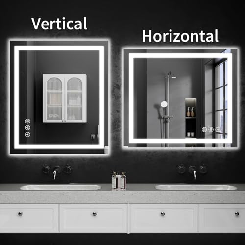 30"x32" Lighted LED Bathroom Mirror with Lights (32"L x 30"W)