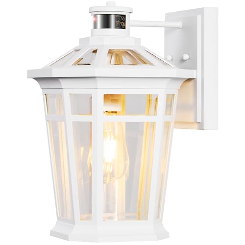 White Large Adjustable Sensitivity Motion Sensor Outdoor Lights (White / Large 1-Pack)