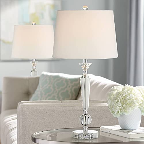 Jolie 26" Tall Table Lamps Set of 2 Tapered Candlestick Crystal Traditional