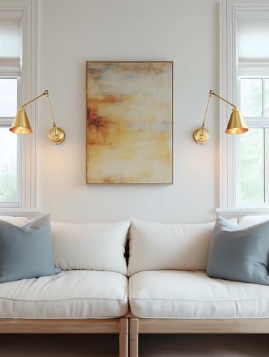 Ellis 18" Modern Swing Arm Wall Sconce for Bedroom (Warm Brass / 18")