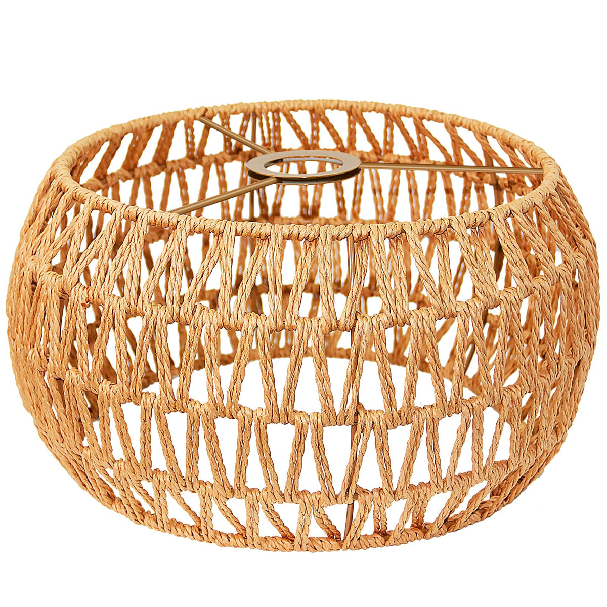 Hanging Light Lamp Shades Boho Rattan Lamp Shades (12.6 Inch-Drum Shade)