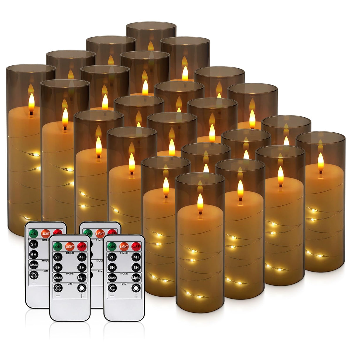 Halloween Decoration Flickering Flameless Candles - 24 Pack, Grey-2